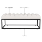 Banc ottoman rembourré à base métallique pour entrée et salon