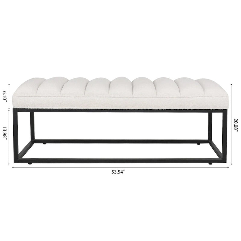 Banc ottoman rembourré à base métallique pour entrée et salon