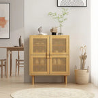 4 Doors Rattan Mesh Shoe Storage Cabinet for Entryway Living Room