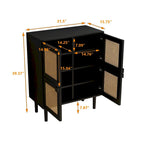 Meuble de rangement pour chaussures 4 portes en rotin tressé pour entrée/salon