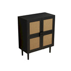 Meuble de rangement pour chaussures 4 portes en rotin tressé pour entrée/salon