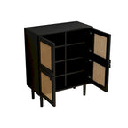 Meuble de rangement pour chaussures 4 portes en rotin tressé pour entrée/salon