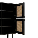 Meuble de rangement pour chaussures 4 portes en rotin tressé pour entrée/salon