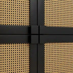 Meuble de rangement pour chaussures 4 portes en rotin tressé pour entrée/salon