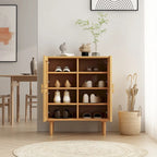 Meuble de rangement pour chaussures 4 portes en rotin tressé pour entrée/salon