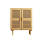 Meuble de rangement pour chaussures 4 portes en rotin tressé pour entrée/salon