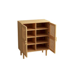 Meuble de rangement pour chaussures 4 portes en rotin tressé pour entrée/salon