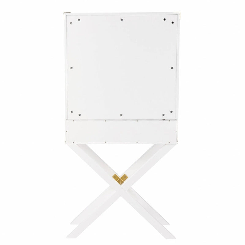 Présentoir d'angle blanc à un plateau et un tiroir - 30 po