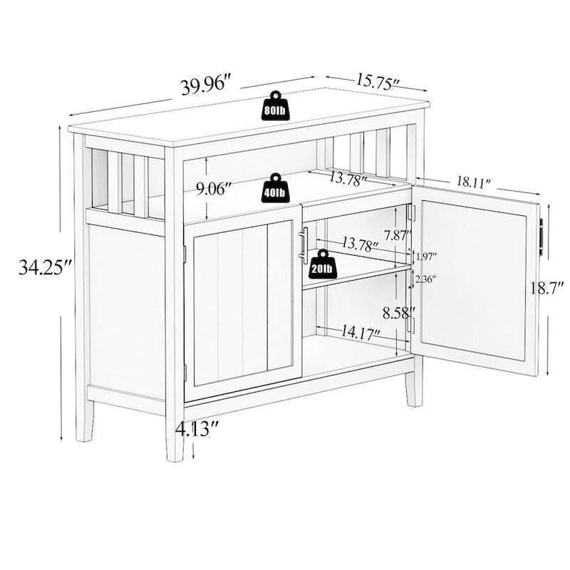 Buffet de cuisine et armoire de rangement-Blanc