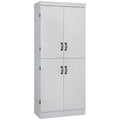 70 Garde-manger de cuisine, Armoire de rangement haute sur pied, Étagères à 6 niveaux avec 2 étagères réglables et 4 portes Gris
