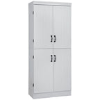 70 Garde-manger de cuisine, Armoire de rangement haute sur pied, Étagères à 6 niveaux avec 2 étagères réglables et 4 portes Gris