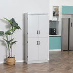 70 Garde-manger de cuisine, Armoire de rangement haute sur pied, Étagères à 6 niveaux avec 2 étagères réglables et 4 portes Gris