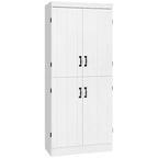 70 Garde-manger de cuisine, Armoire de rangement haute sur pied, Étagères à 6 niveaux avec 2 étagères réglables et 4 portes Gris