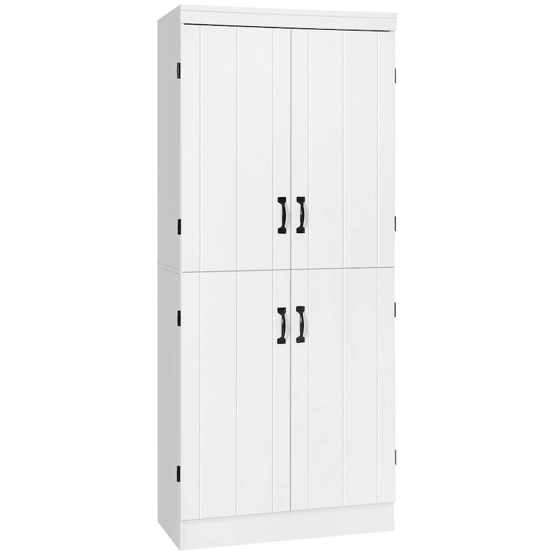 70 Garde-manger de cuisine, Armoire de rangement haute sur pied, Étagères à 6 niveaux avec 2 étagères réglables et 4 portes Gris