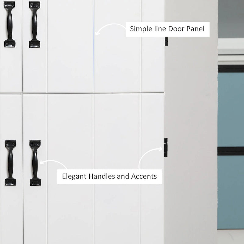 70 Garde-manger de cuisine, Armoire de rangement haute sur pied, Étagères à 6 niveaux avec 2 étagères réglables et 4 portes Gris