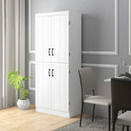 70 Garde-manger de cuisine, Armoire de rangement haute sur pied, Étagères à 6 niveaux avec 2 étagères réglables et 4 portes Gris