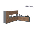 Collection de cuisine Regal Teck naturel et base noire Taille 13 pieds de large - 156x127