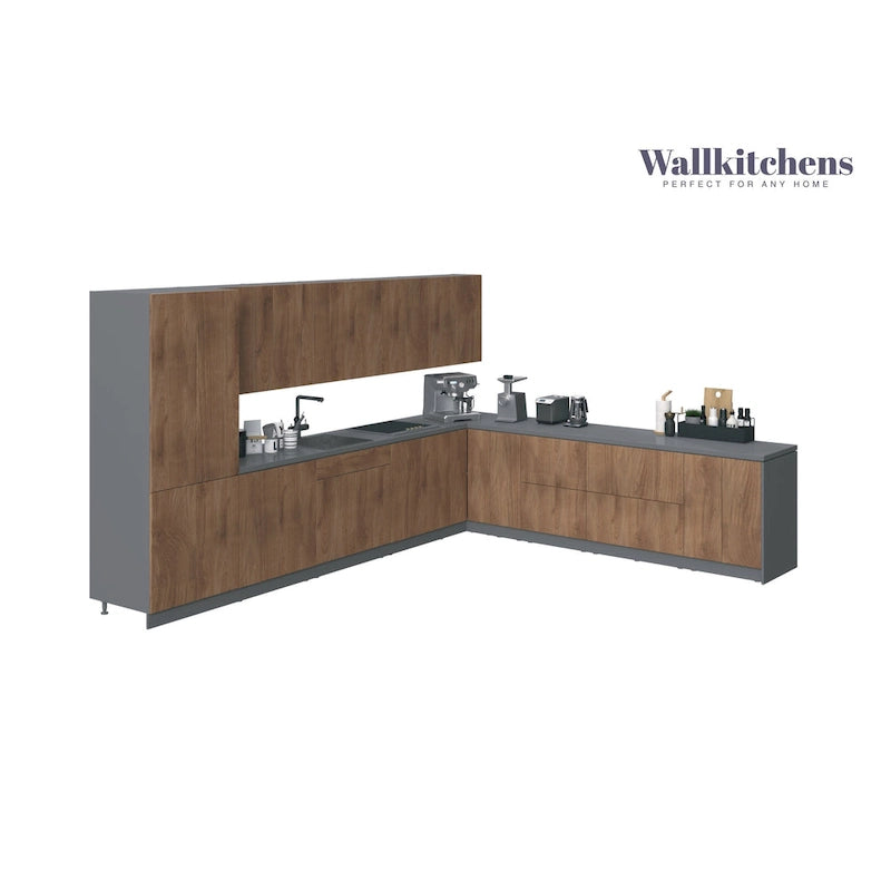 Collection de cuisine Regal Teck naturel et base noire Taille 13 pieds de large - 156x127