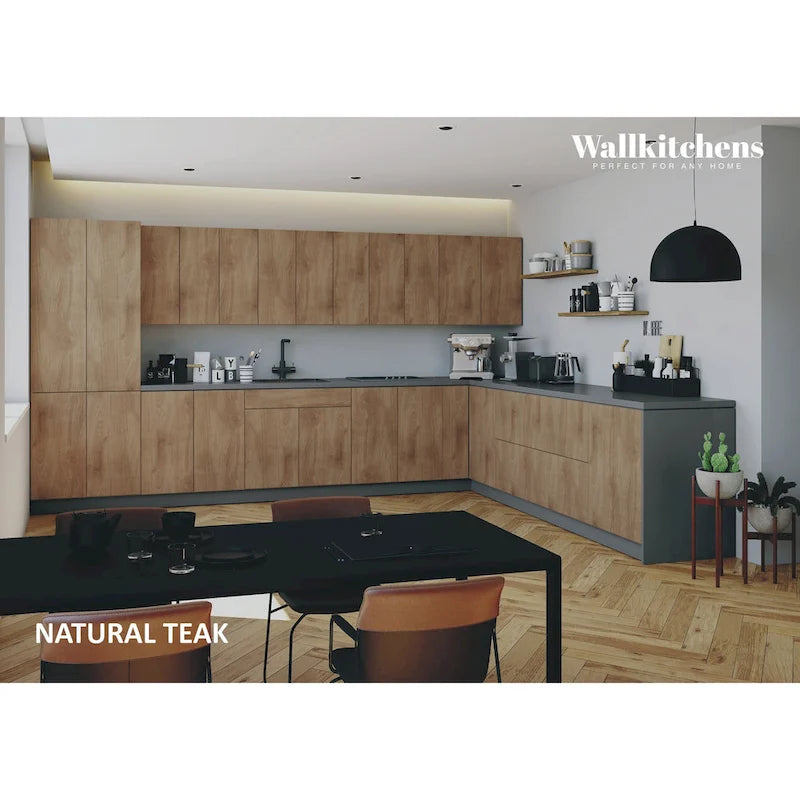 Collection de cuisine Regal Teck naturel et base noire Taille 13 pieds de large - 156x127
