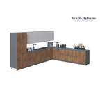 Collection de cuisine Regal Teck naturel et base noire Taille 13 pieds de large - 156x127