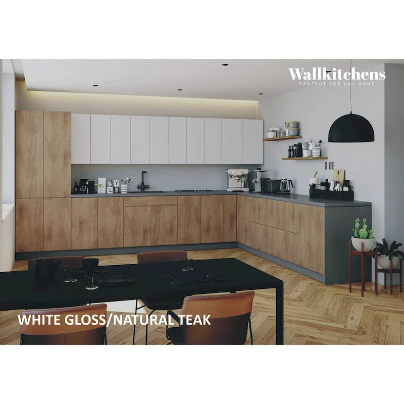 Collection de cuisine Regal Teck naturel et base noire Taille 13 pieds de large - 156x127