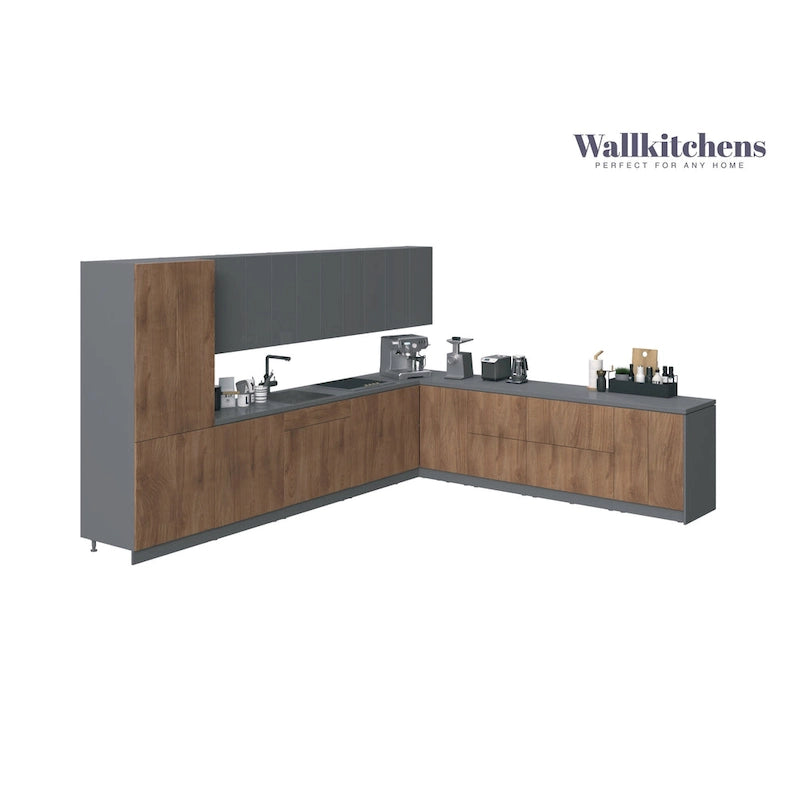 Collection de cuisine Regal Teck naturel et base noire Taille 13 pieds de large - 156x127