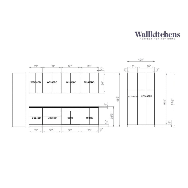 Collection Oasis de Cuisine Blanc Brillant Base de 10 Pieds de Large - 123x50