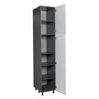 Armoire de rangement à deux portes grise 18 x 84 - 18 x 84 x 23 3/8