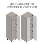 Armoire de rangement à deux portes grise 18 x 84 - 18 x 84 x 23 3/8