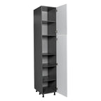 Armoire de rangement à deux portes grise 18 x 84 - 18 x 84 x 23 3/8