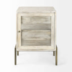 Vitrine rustique blanche et dorée à effet vieilli - 24 H x 22 L x 22 P