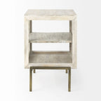 Vitrine rustique blanche et dorée à effet vieilli - 24 H x 22 L x 22 P