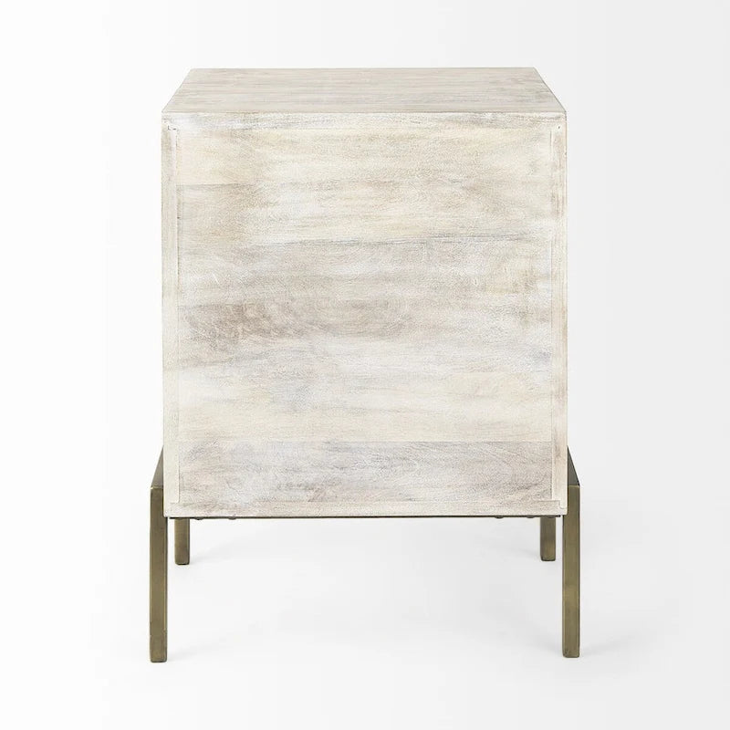 Vitrine rustique blanche et dorée à effet vieilli - 24 H x 22 L x 22 P
