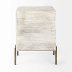 Vitrine rustique blanche et dorée à effet vieilli - 24 H x 22 L x 22 P