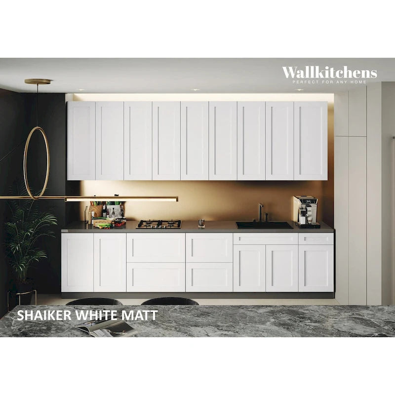 Collection Épicure Kitchen Elite, base blanc mat de 3,35 m de large - 138x24