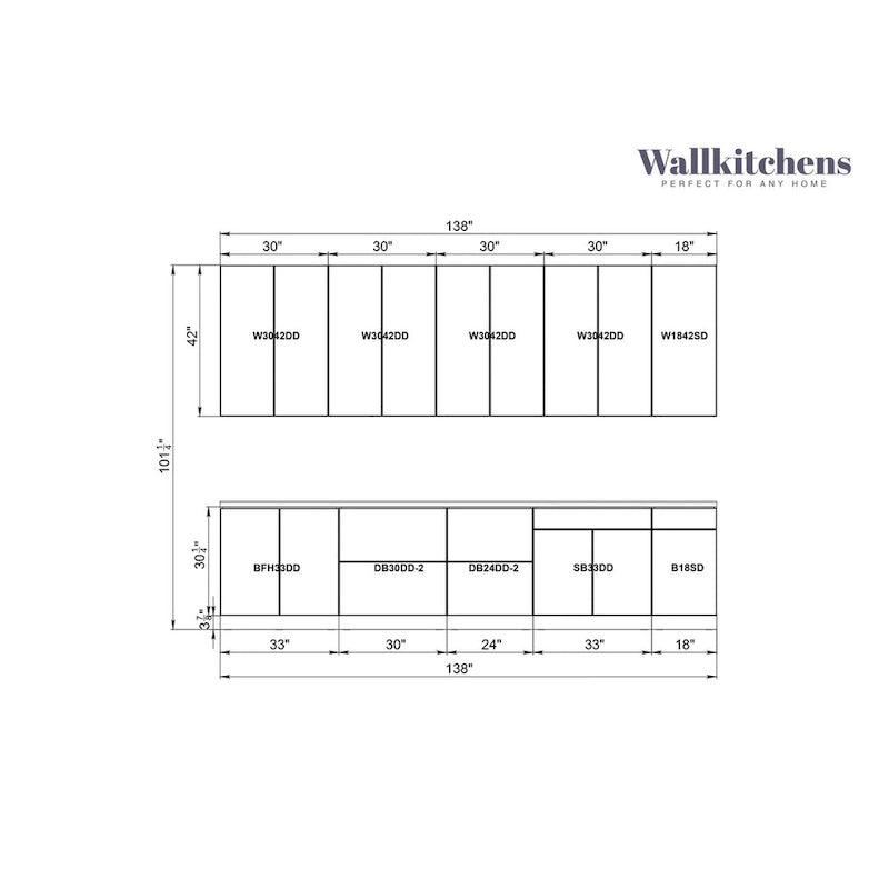 Collection Épicure Kitchen Elite, base blanc mat de 3,35 m de large - 138x24