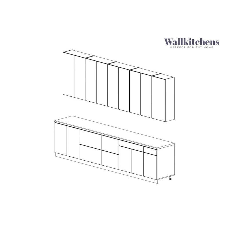 Collection Épicure Kitchen Elite, base blanc mat de 3,35 m de large - 138x24