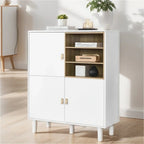Meuble d'Appoint Moderne en Bois avec Pieds Ronds et Étagère - S/O
