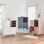 Meuble d'Appoint Moderne en Bois avec Pieds Ronds et Étagère - S/O