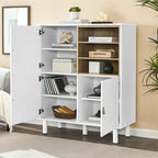 Meuble d'Appoint Moderne en Bois avec Pieds Ronds et Étagère - S/O