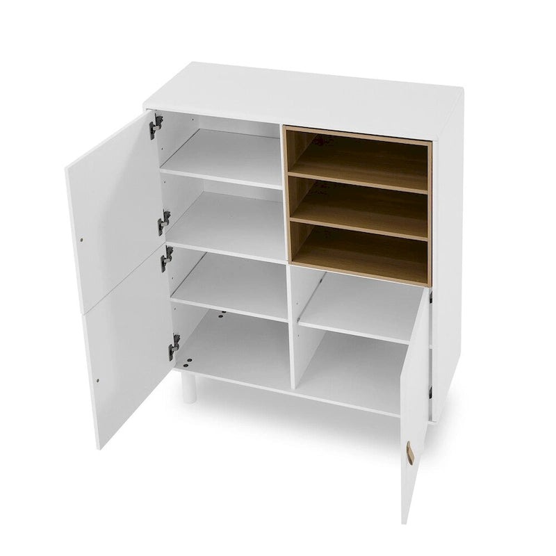 Meuble d'Appoint Moderne en Bois avec Pieds Ronds et Étagère - S/O
