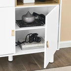 Meuble d'Appoint Moderne en Bois avec Pieds Ronds et Étagère - S/O