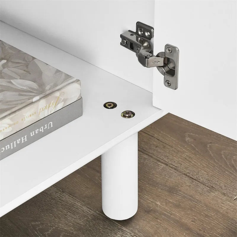 Meuble d'Appoint Moderne en Bois avec Pieds Ronds et Étagère - S/O