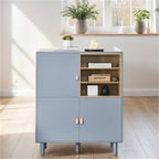 Meuble d'Appoint Moderne en Bois avec Pieds Ronds et Étagère - S/O