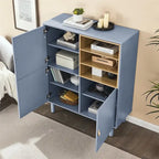 Meuble d'Appoint Moderne en Bois avec Pieds Ronds et Étagère - S/O