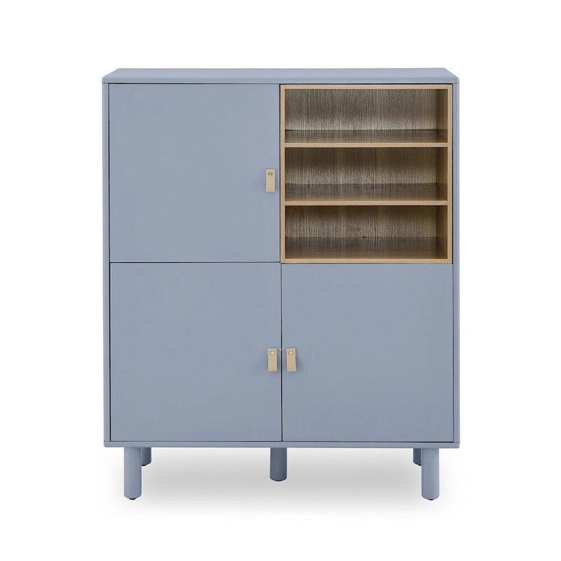 Meuble d'Appoint Moderne en Bois avec Pieds Ronds et Étagère - S/O