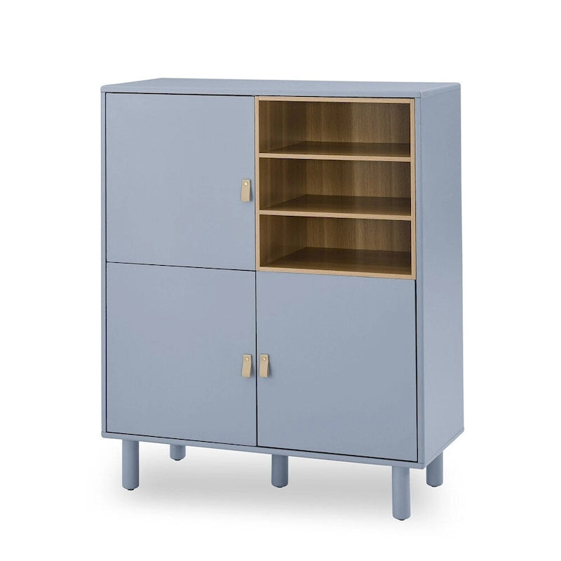 Meuble d'Appoint Moderne en Bois avec Pieds Ronds et Étagère - S/O