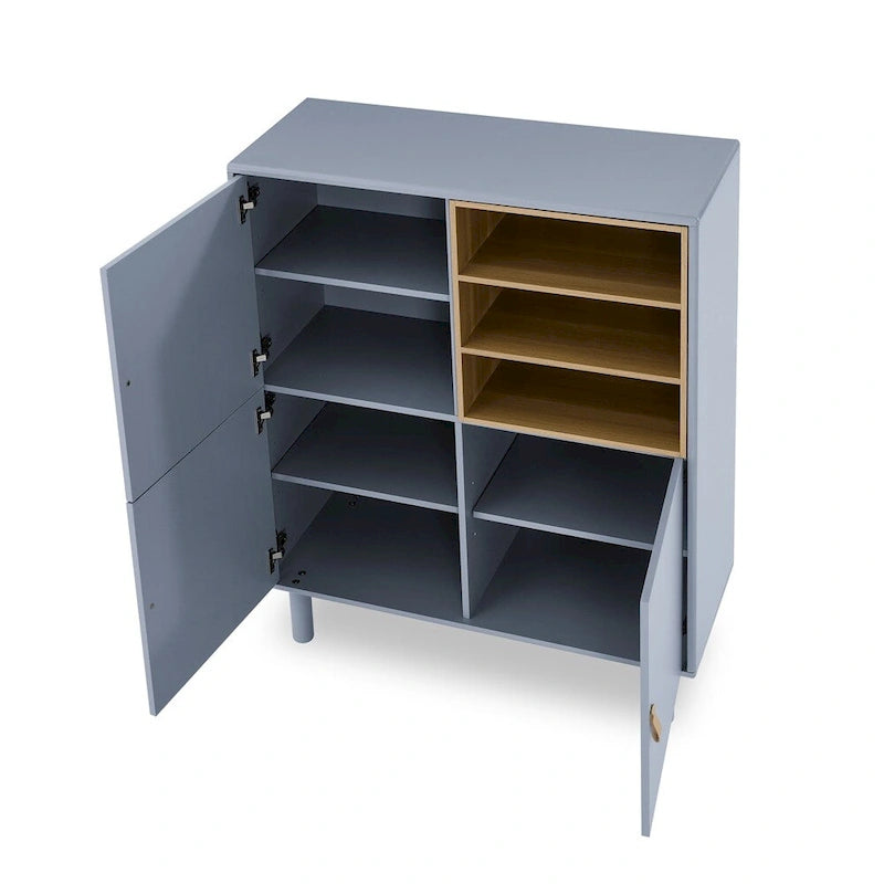 Meuble d'Appoint Moderne en Bois avec Pieds Ronds et Étagère - S/O