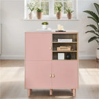 Meuble d'Appoint Moderne en Bois avec Pieds Ronds et Étagère - S/O