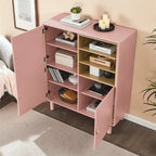 Meuble d'Appoint Moderne en Bois avec Pieds Ronds et Étagère - S/O